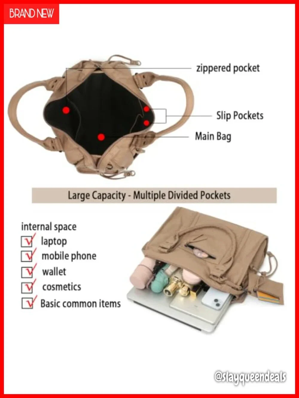 Vegan Leather Hobo Shoulder Bag Tote, Distressed Y2K, Fits 14